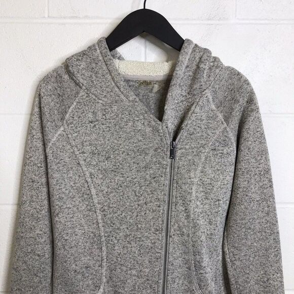 Zella Womens Gray Sweater Knit Asymmetrical ZIp Hooded Jacket Athleisure Small - Picture 3 of 12